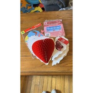 Valentine Decorations: 9 Pc New Confetti,Cupid Banner,Cut Outs,Hanging 3D Hearts